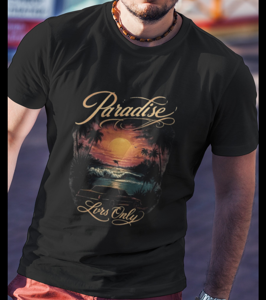 Paradise Lovers Only Sunset Beach Scene T-Shirt