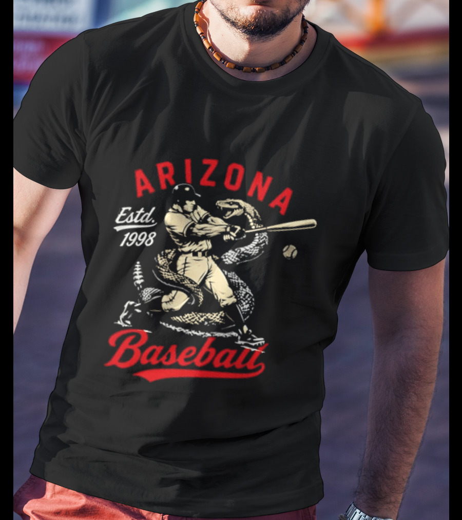 Estd 1998 Arizona Baseball Batting Player With Snake T-Shirt