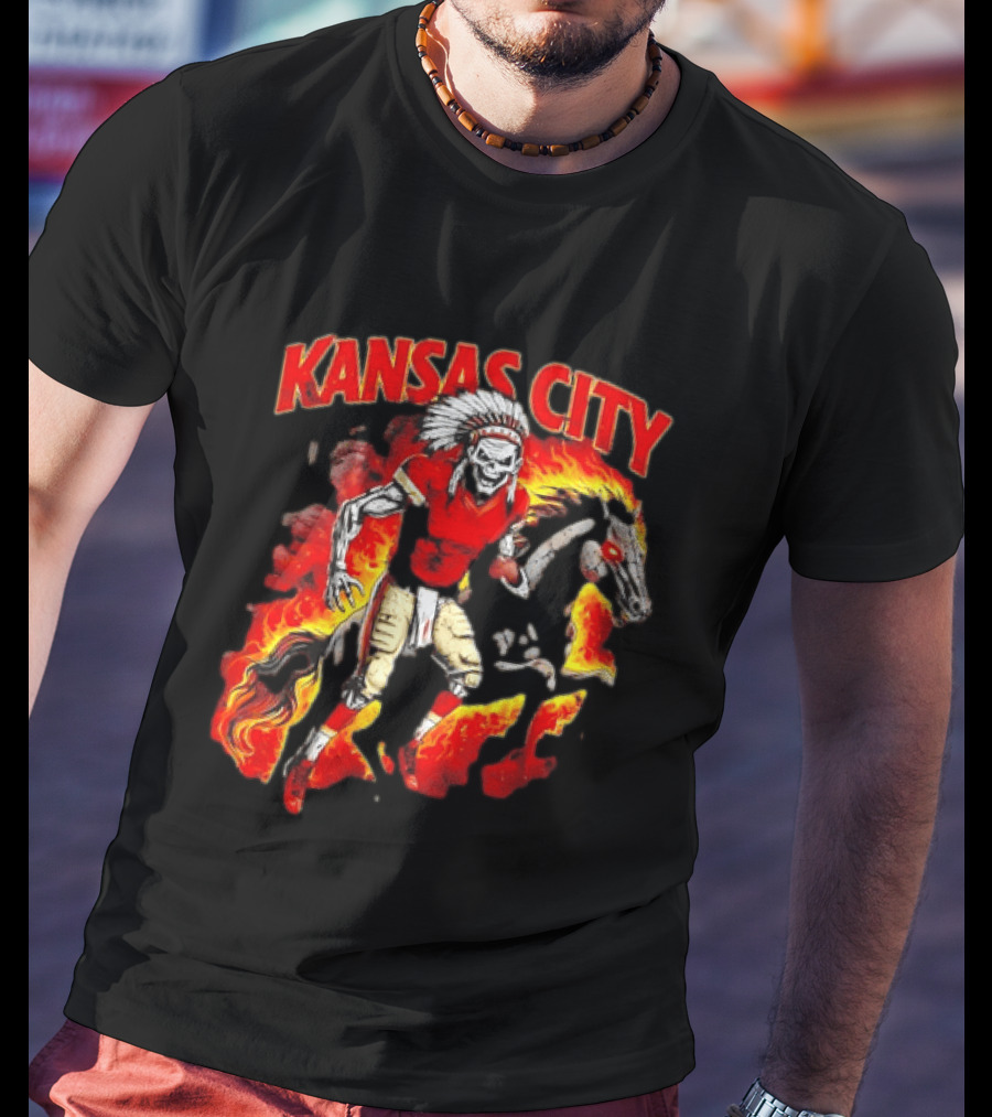 Kansas City Skeleton Player Riding Flaming Horse T-Shirt