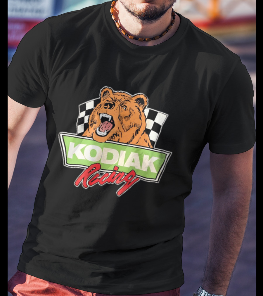 Kodiak Racing Bear Checkered Flag Motorsport T-Shirt