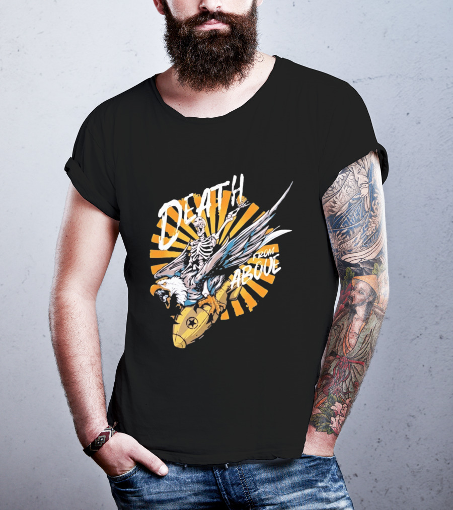 Skeleton Eagle Riding Bomb Death From Above T-Shirt
