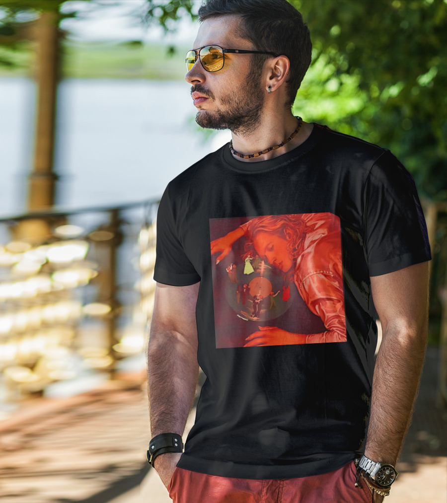 Vinyl Dreams Young Man Resting With Dancing Figures T-Shirt