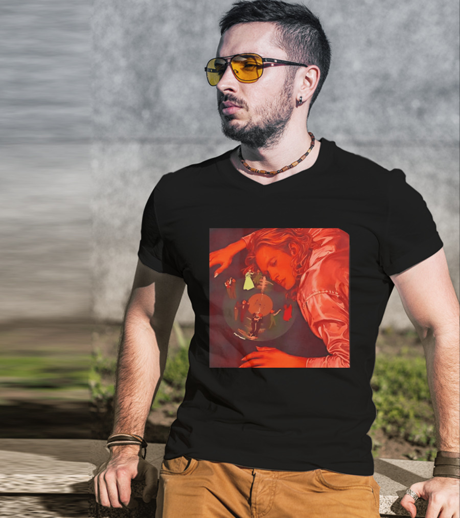 Vinyl Dreams Young Man Resting With Dancing Figures T-Shirt