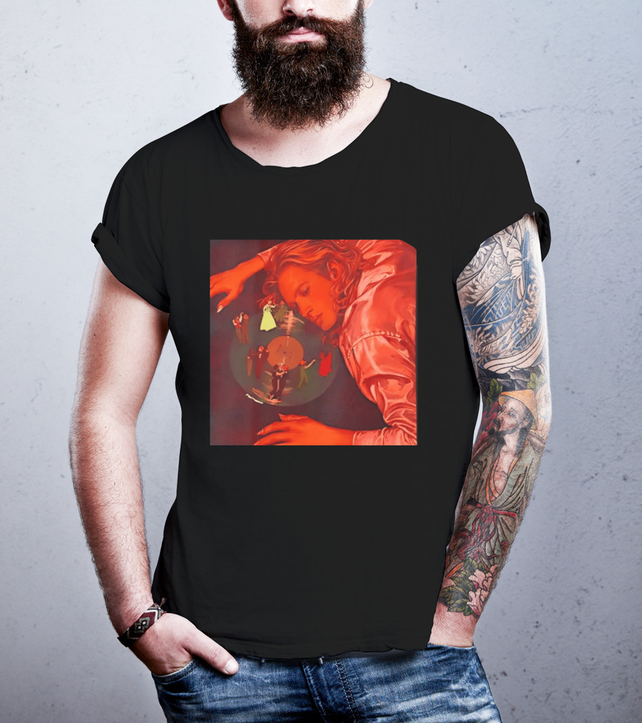 Vinyl Dreams Young Man Resting With Dancing Figures T-Shirt