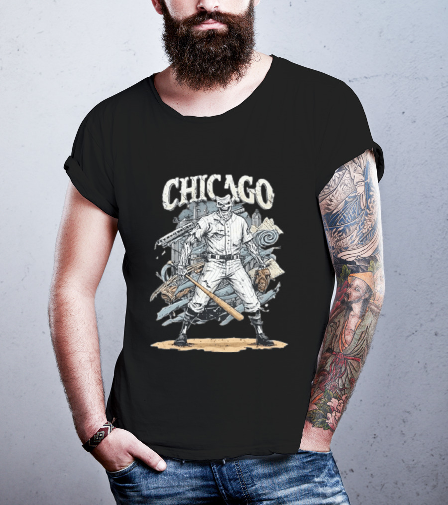 Chicago Zombie Baseball Player With Bat And Glove T-Shirt