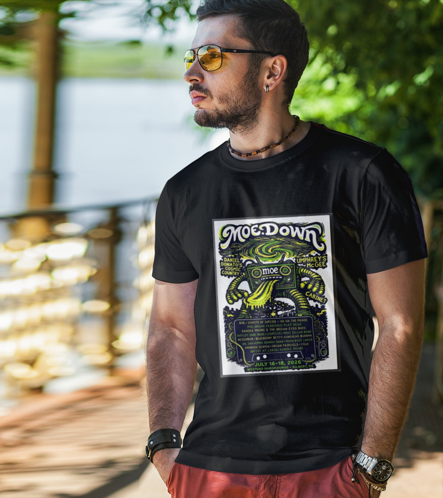 Moe Down Festival July 16 18 2026 Featuring Umphrey's McGee Cabinet Daniel Donato At Westend Fairgrounds Gilbert PA T-Shirt