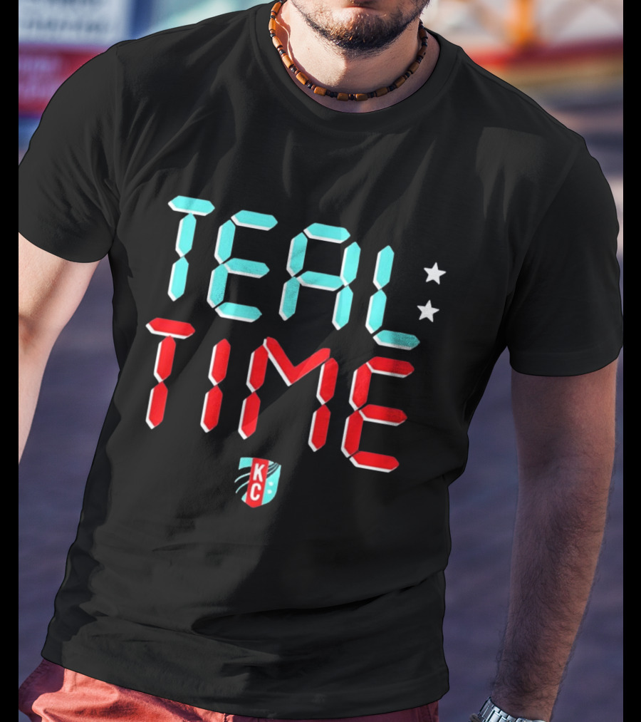 Teal Time KC Current Stars Digital Display Football Team T-Shirt