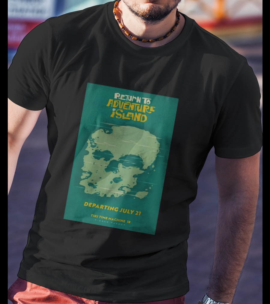 Return To Adventure Island Tiki Time Machine 18 Departing July 21 Hidden Harbor T-Shirt