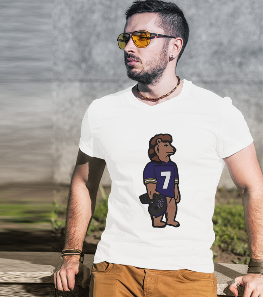 Baltimore Ravens Morgan Wallen Bear Number 7 Football Team Collaboration T-Shirt