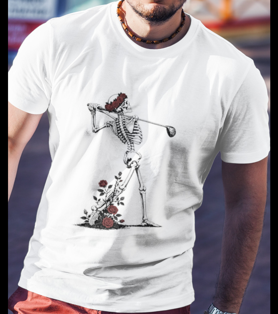 Grateful Dead Skeleton Golfer With Roses And Golf Club T-Shirt