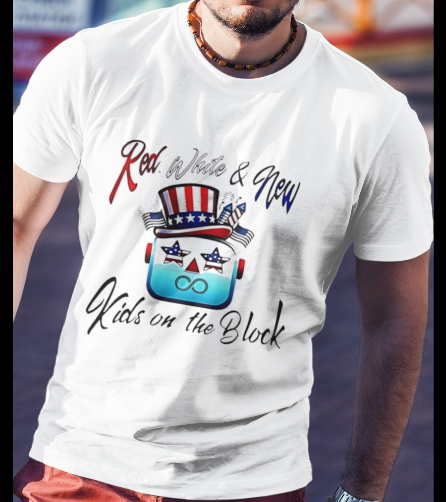 Red White And New Kids On The Block Patriotic Robot Fourth Of July T-Shirt