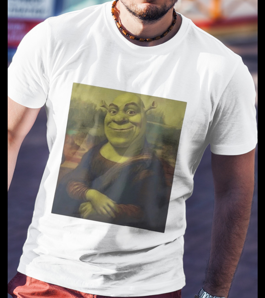 Shrek Mona Lisa Crossover Painting T-Shirt