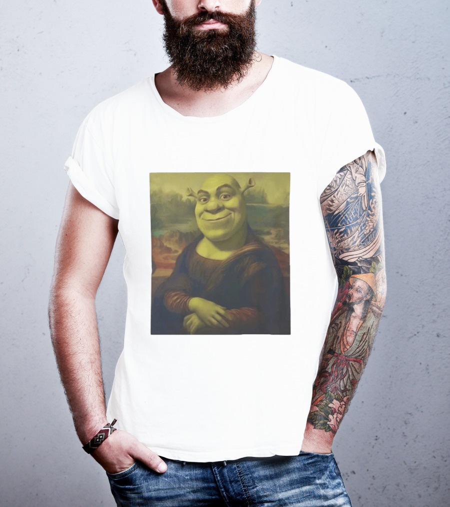 Shrek Mona Lisa Crossover Painting T-Shirt