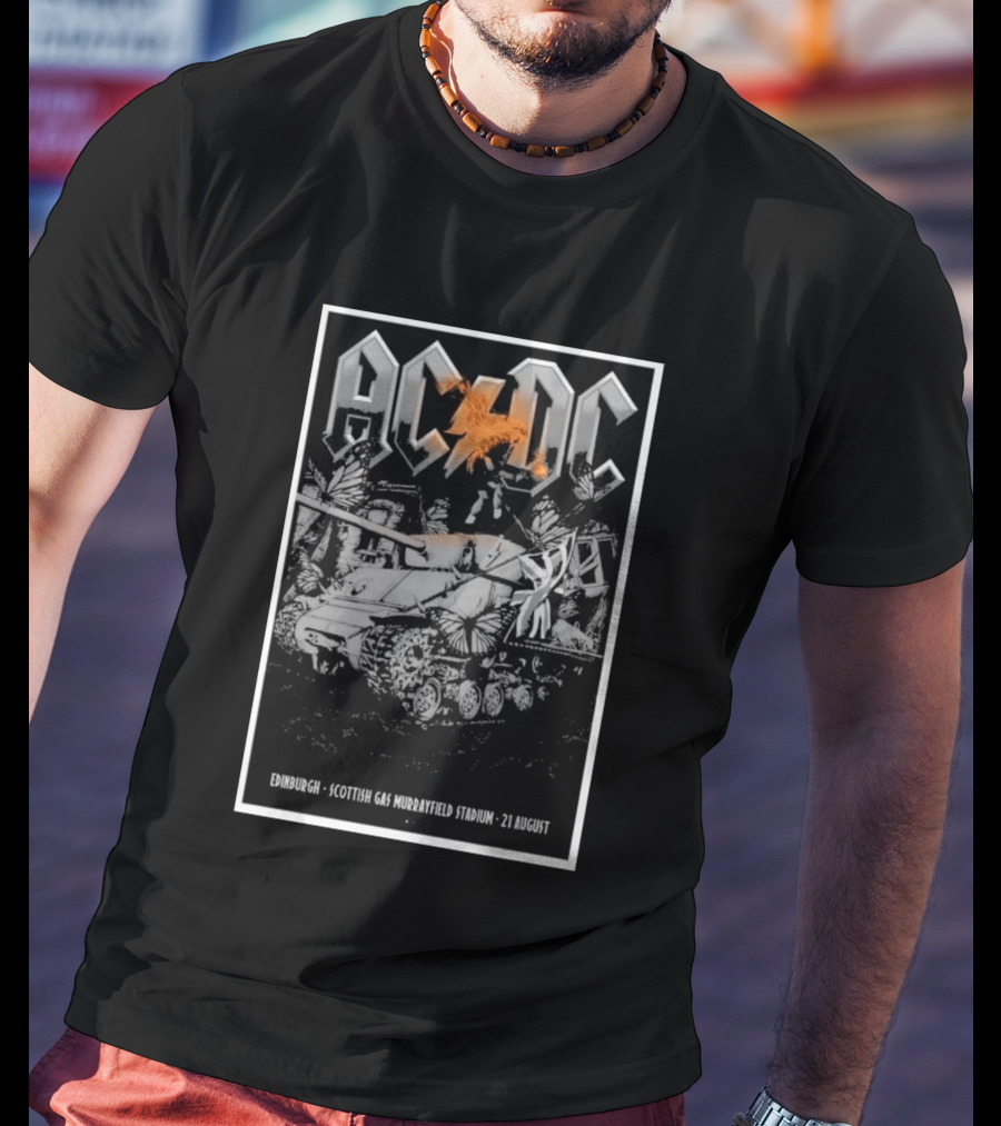 AC DC Murrayfield Stadium Edinburgh Scotland August 21 Scottish Gas Tour Tank Butterfly T-Shirt