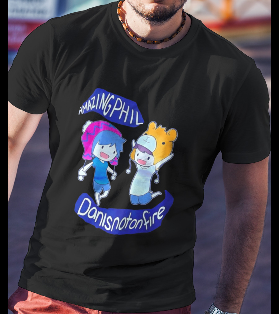 Amazing Phil Danisnotonfire Cartoon Characters Jumping T-Shirt