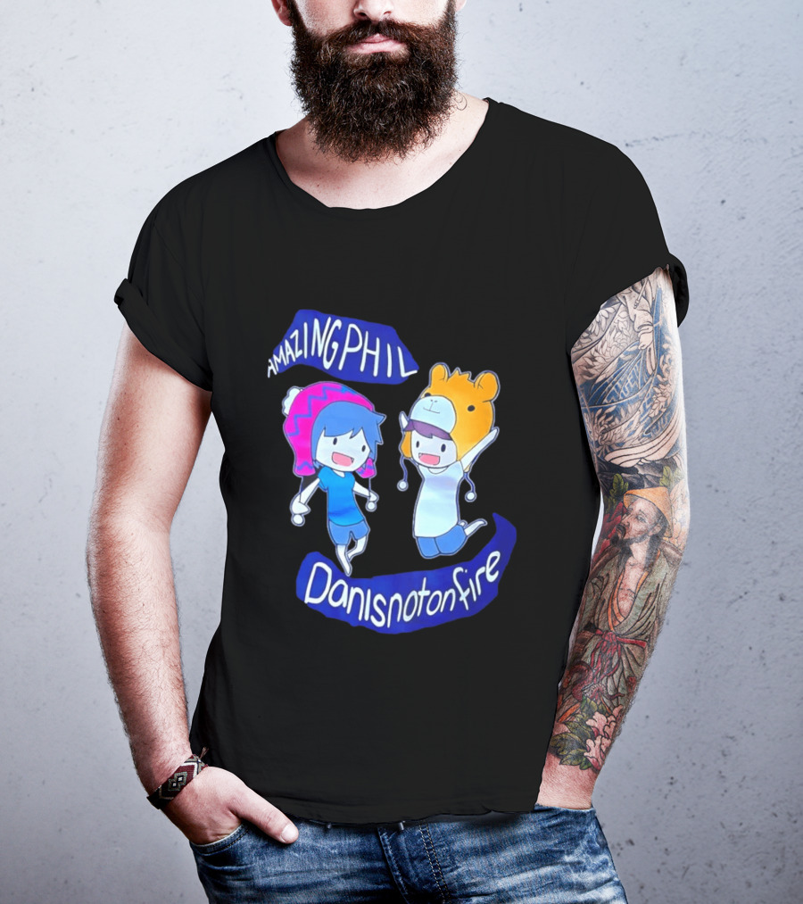 Amazing Phil Danisnotonfire Cartoon Characters Jumping T-Shirt