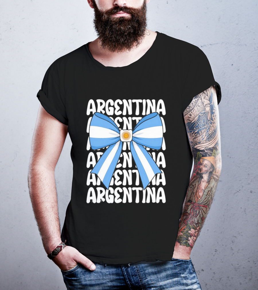 Argentina Flag Blue And White Bow Ribbon T-Shirt