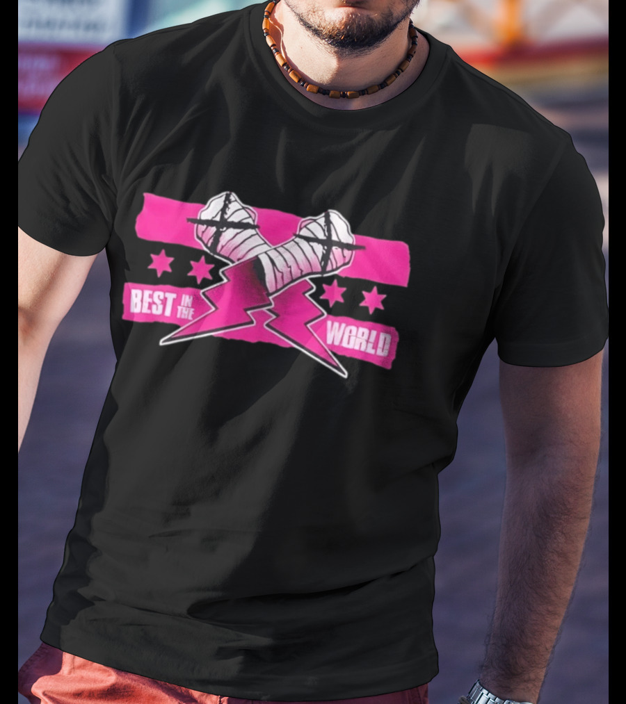 Best In The World CM Punk Crossed Bandaged Fists Lightning Bolt Stars T-Shirt