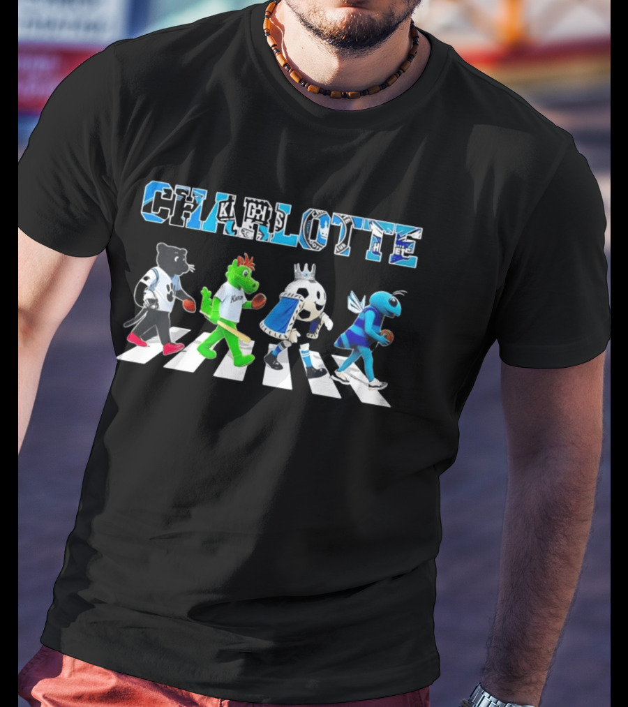 Charlotte Mascots Abbey Road Carolina Panthers Knights FC Hornets T-Shirt