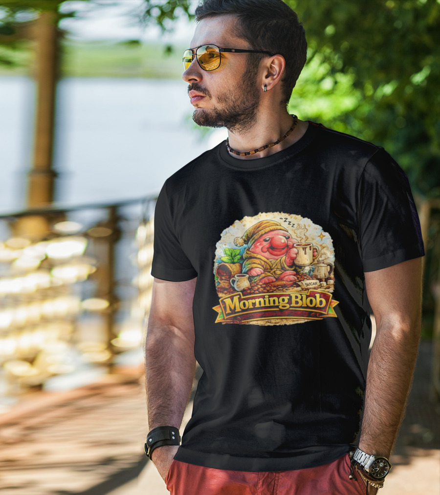 Cozy Morning Blob Coffee Drinker Sugar Delight Relaxation T-Shirt