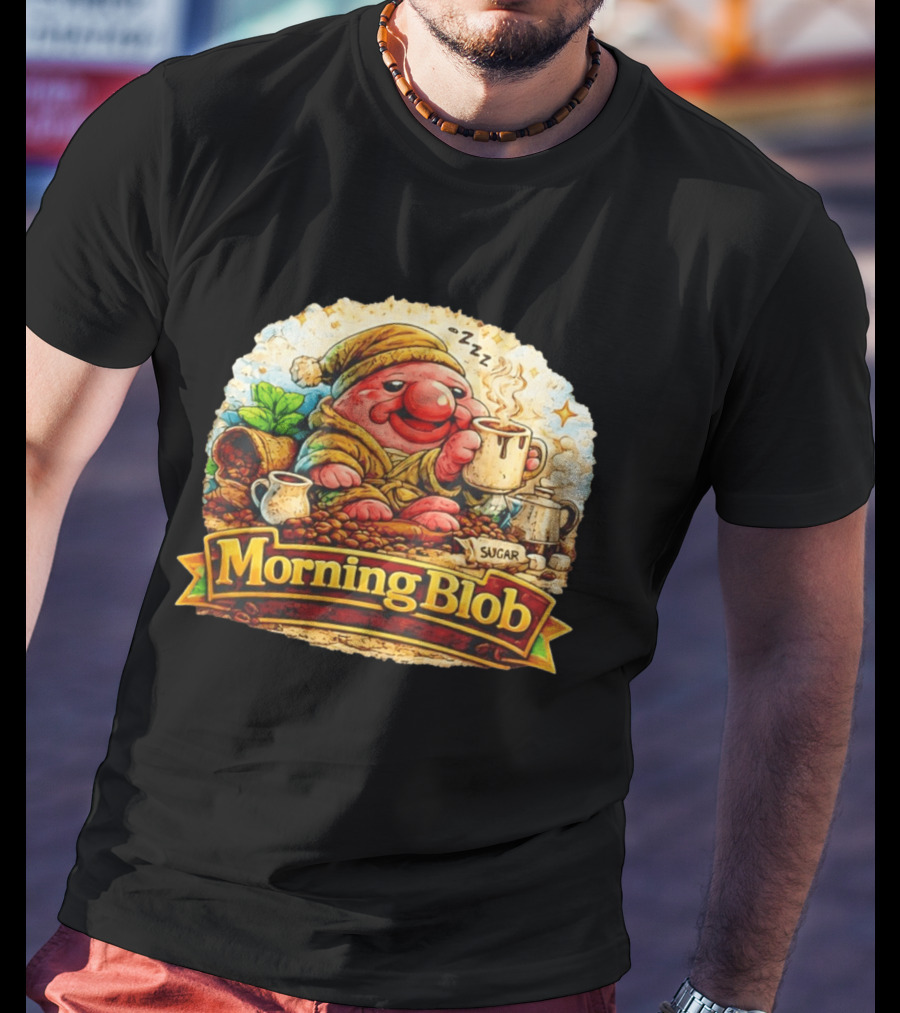 Cozy Morning Blob Coffee Drinker Sugar Delight Relaxation T-Shirt