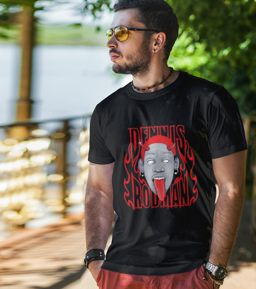 Dennis Rodman Red Horns Fire Flame T-Shirt