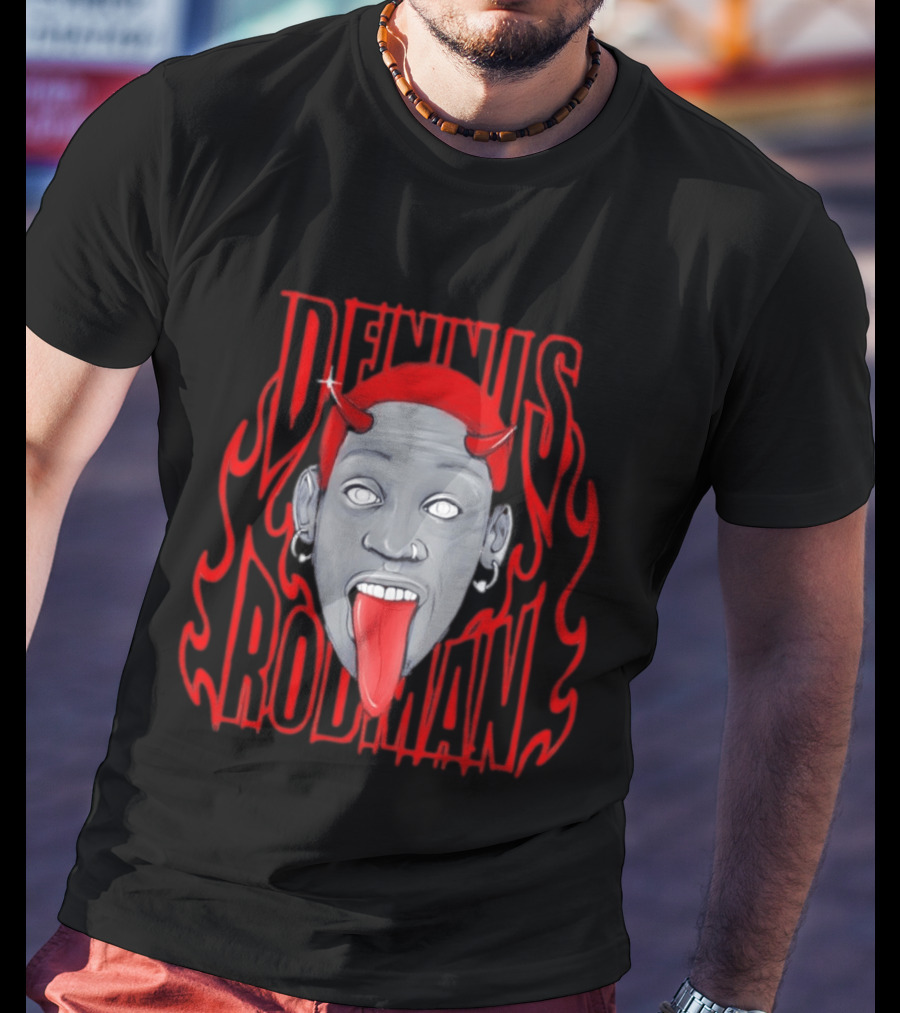 Dennis Rodman Red Horns Fire Flame T-Shirt