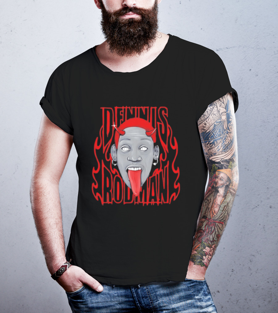 Dennis Rodman Red Horns Fire Flame T-Shirt