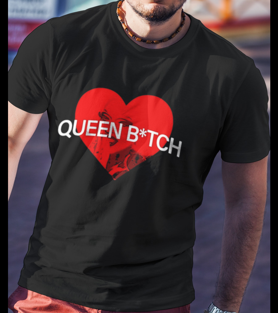 Queen B*tch Bold Typography Houston Hardcore Heart T-Shirt
