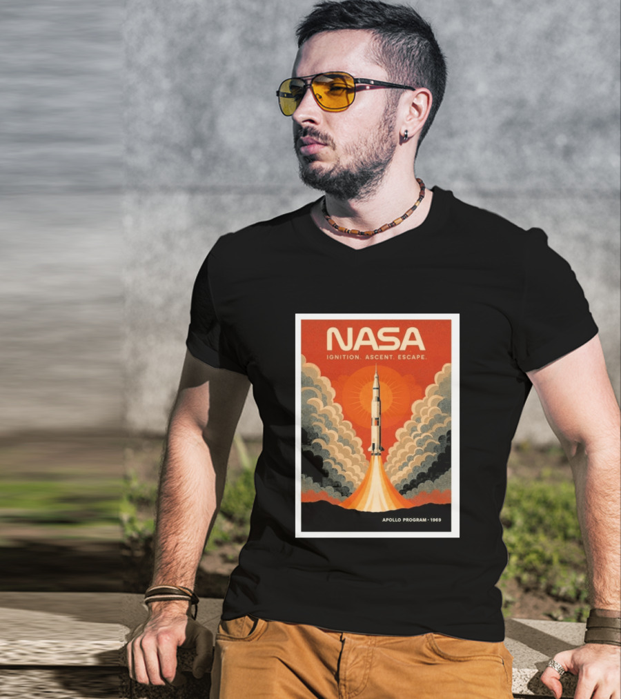 NASA Ignition Ascent Escape Apollo Program 1969 Rocket Launch T-Shirt