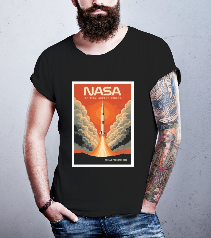NASA Ignition Ascent Escape Apollo Program 1969 Rocket Launch T-Shirt