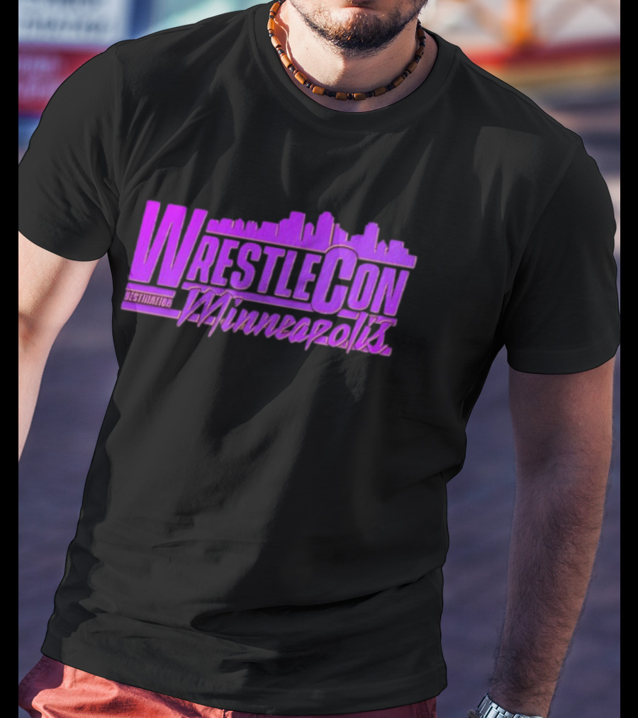 WrestleCon Destination Minneapolis Professional Wrestling Event Skyline T-Shirt