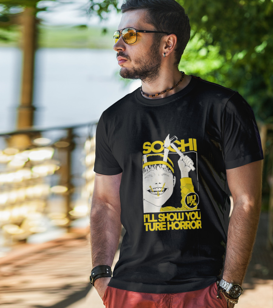 Soichi I'll Show You True Horror Junji Ito Manga Character Creepy Smile Yellow T-Shirt