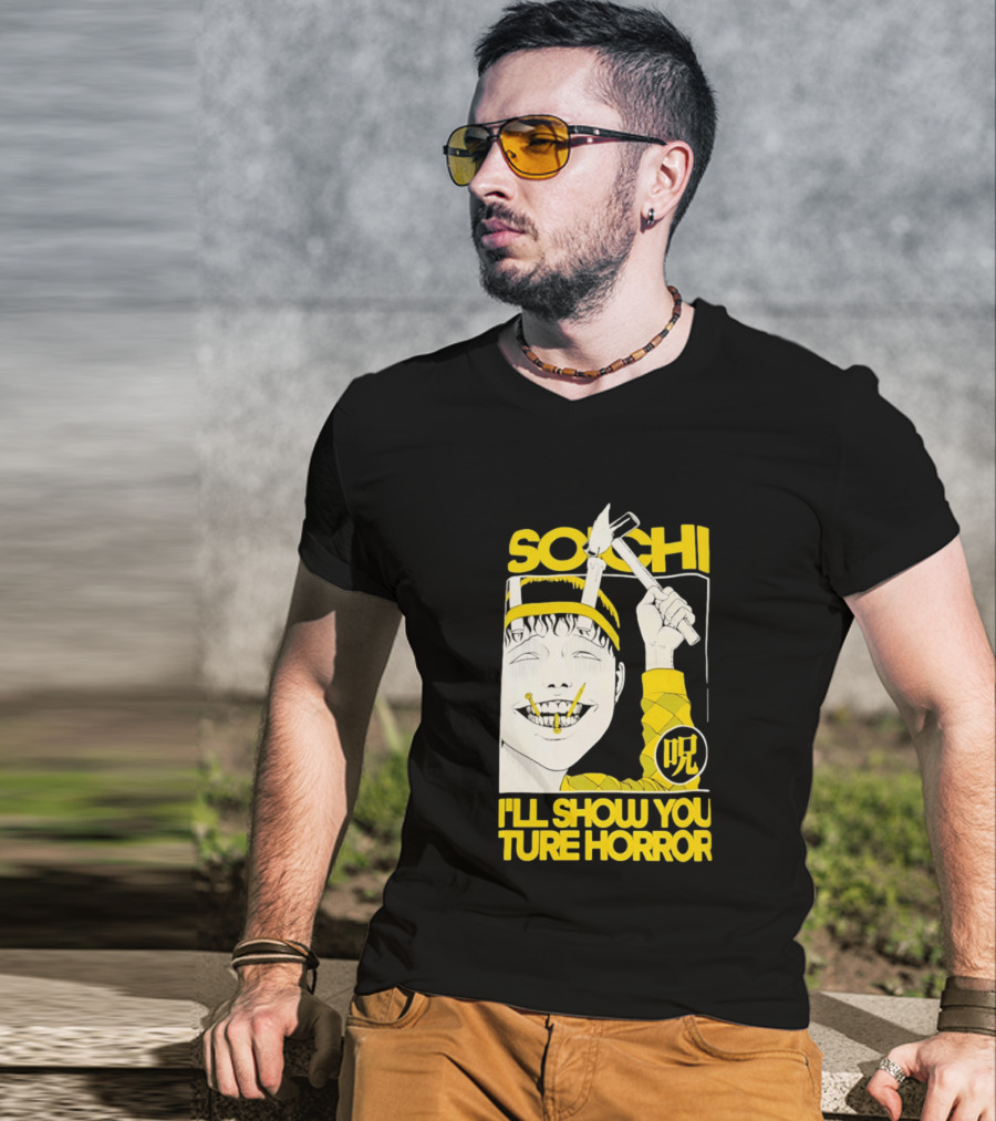 Soichi I'll Show You True Horror Junji Ito Manga Character Creepy Smile Yellow T-Shirt