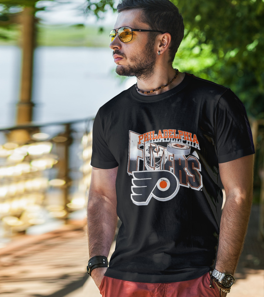 Philadelphia Flyers Goalie Mask Hockey Puck NHL Team T-Shirt