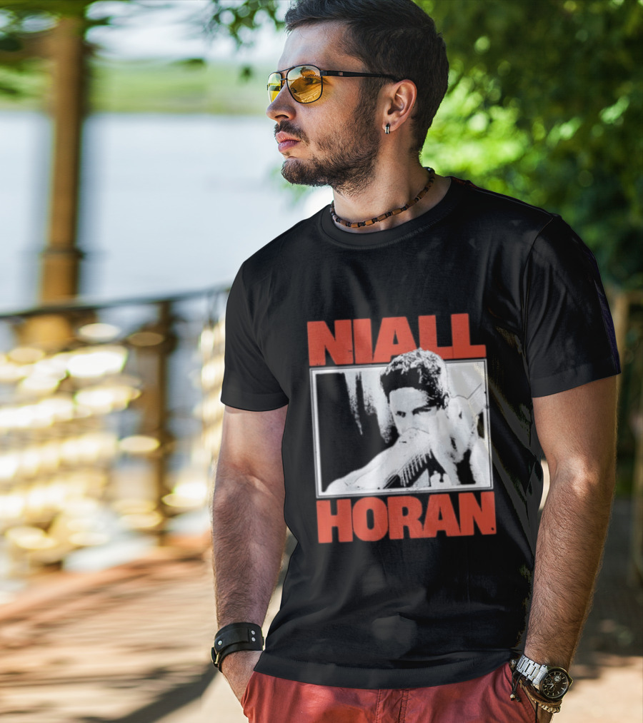 Niall Horan Playing Guitar Black And White T-Shirt
