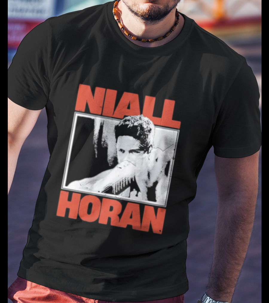 Niall Horan Playing Guitar Black And White T-Shirt