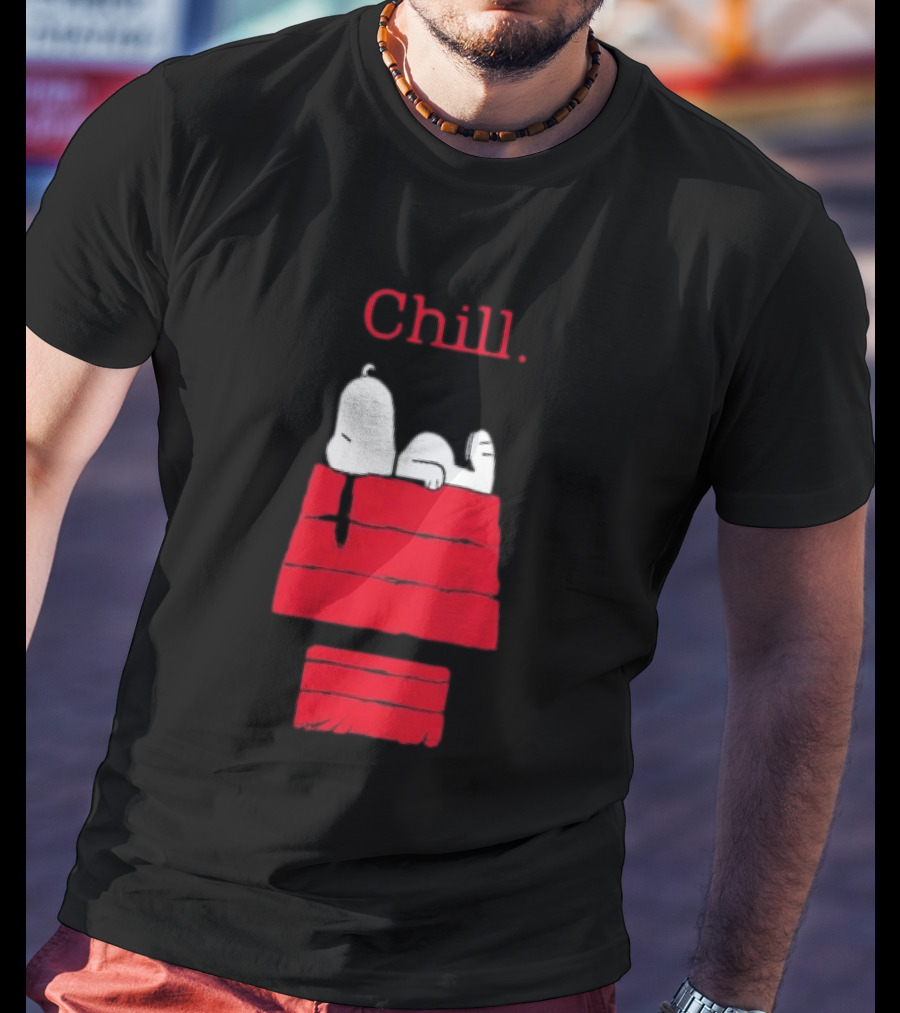 Peanuts Snoopy Chill Relaxing On Red Doghouse T-Shirt