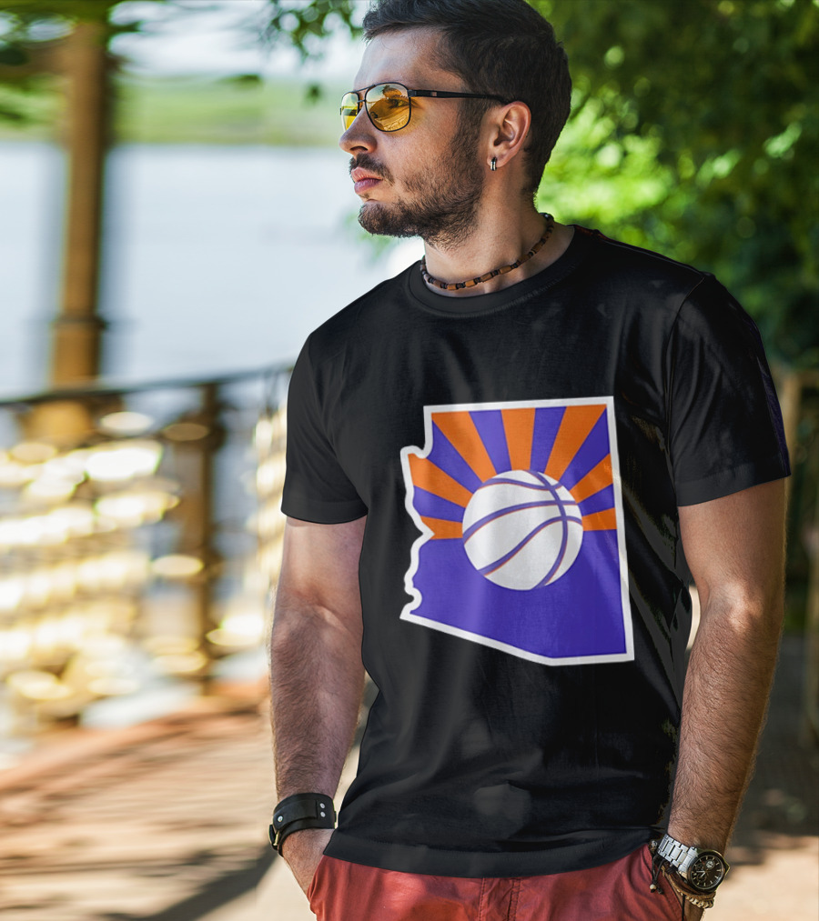Phoenix Suns Arizona Basketball State Map Suns Set T-Shirt