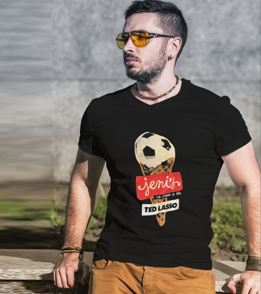 Jeni's Ice Cream Is Life Soccer Cone Ted Lasso T-Shirt