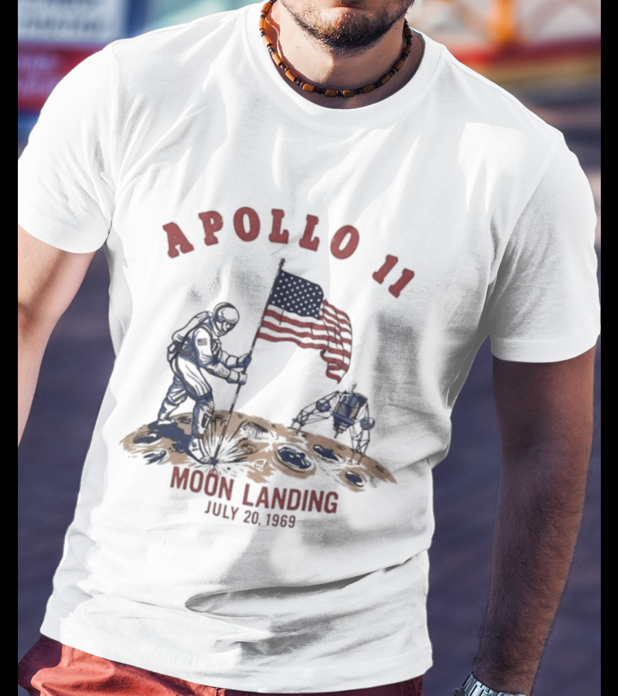 Apollo 11 Moon Landing Astronaut Flag July 20 1969 T-Shirt