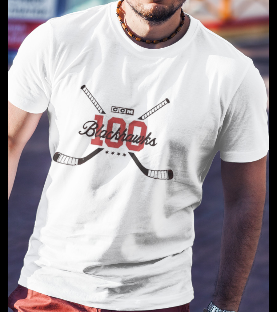 Chicago Blackhawks 100th Anniversary Distressed Vintage Hockey 1917 2017 Celebration T-Shirt