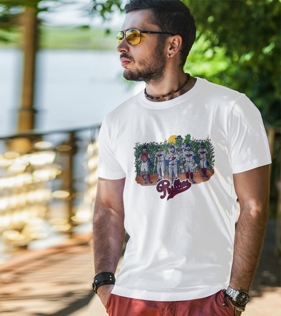 Philadelphia Phillies Players And Phillie Phanatic Among Cornfield T-Shirt