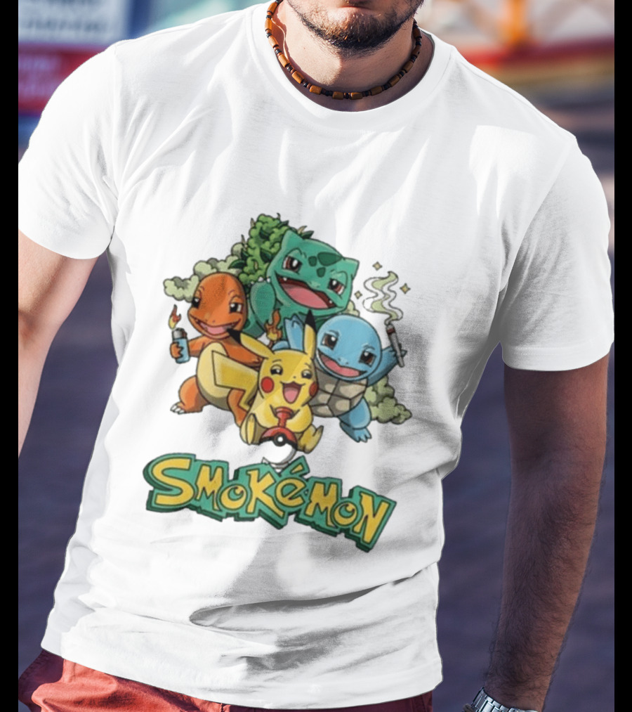 Smokemon Pikachu Charmander Squirtle Bulbasaur Fun T-Shirt