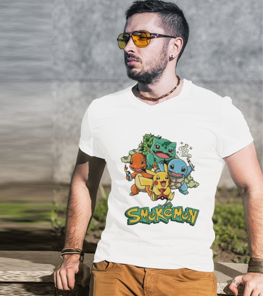 Smokemon Pikachu Charmander Squirtle Bulbasaur Fun T-Shirt