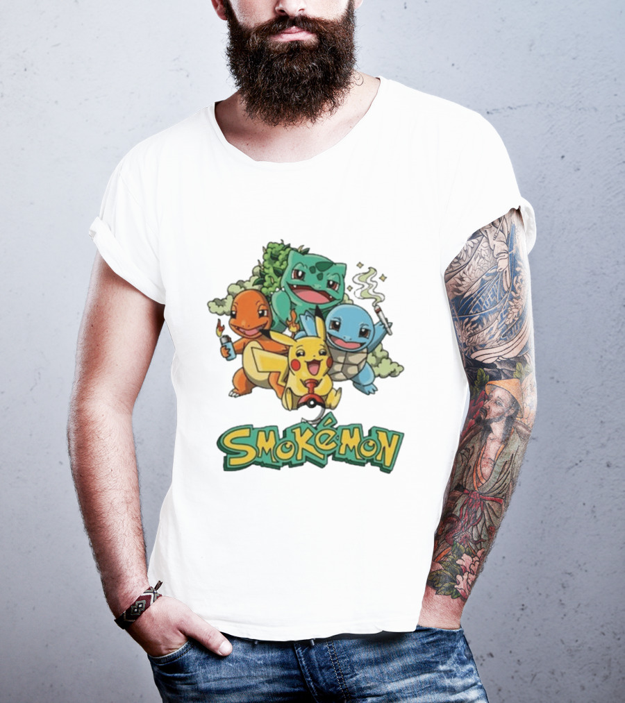 Smokemon Pikachu Charmander Squirtle Bulbasaur Fun T-Shirt