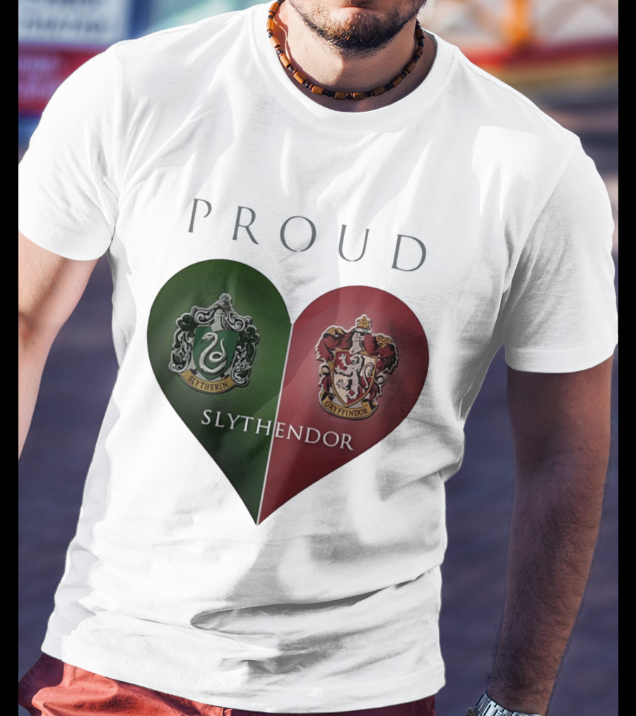 Proud Slythendor Heart Slytherin Gryffindor Crest Combination T-Shirt
