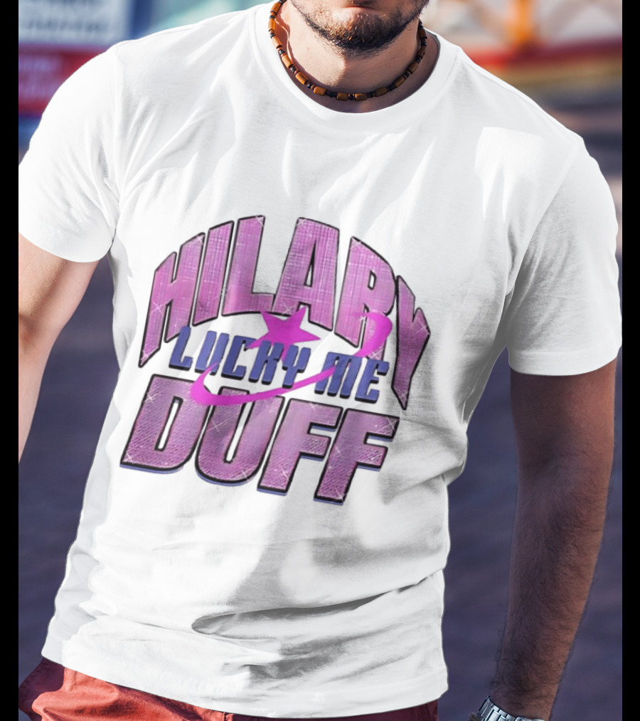 Hilary Duff Lucky Me Pink Glitter Star Planet Pop Singer T-Shirt