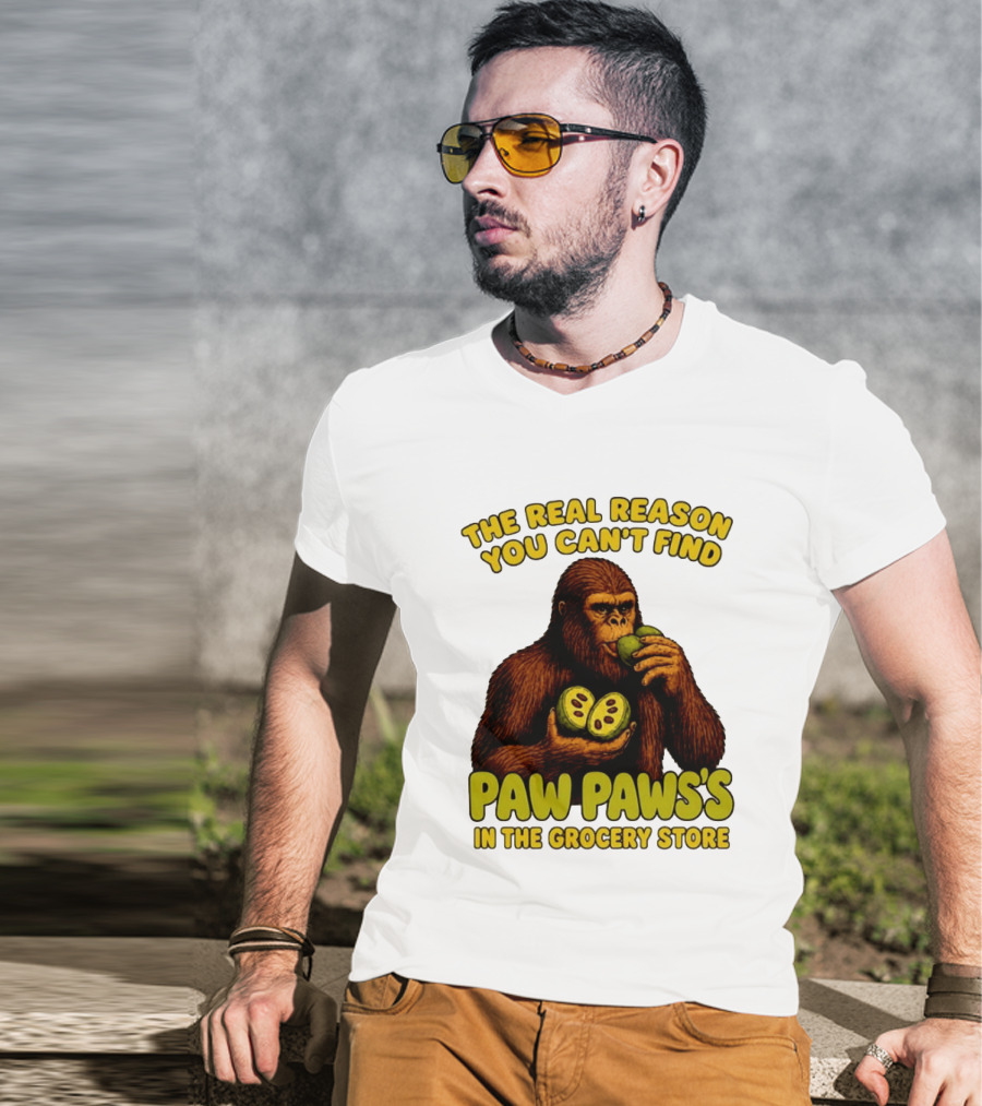 Pawpaw Fruit Mystery Sasquatch Eating Pawpaws In Grocery Store T-Shirt