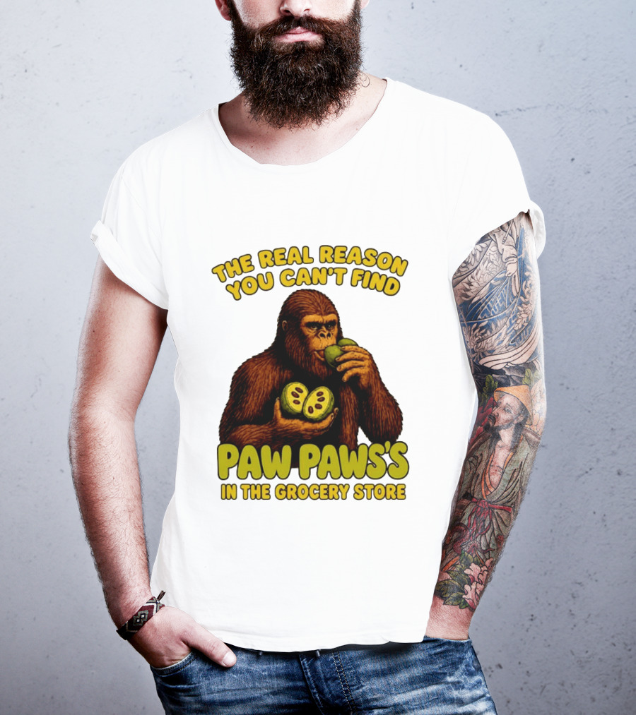 Pawpaw Fruit Mystery Sasquatch Eating Pawpaws In Grocery Store T-Shirt